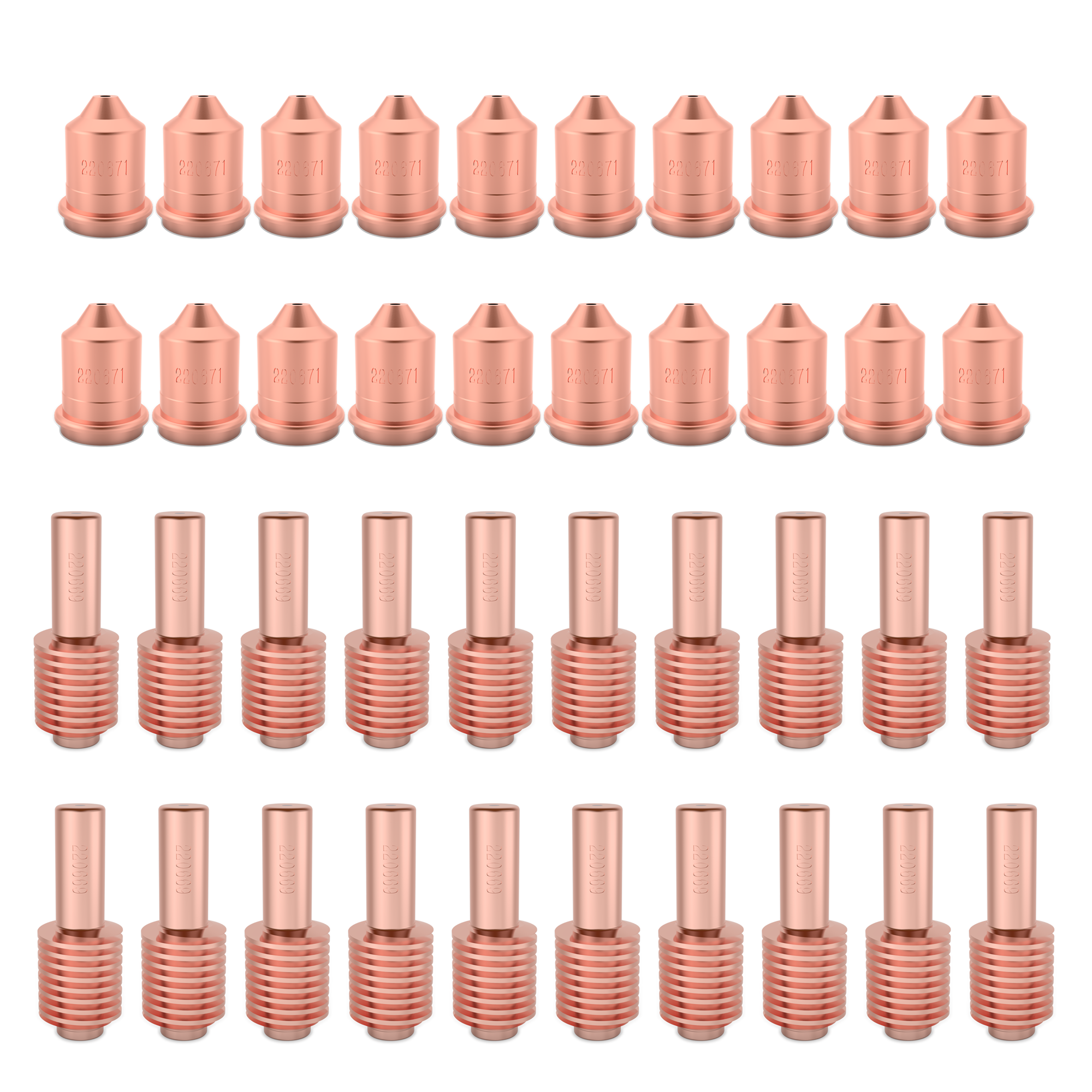 220671 Mechanized Nozzle, 20Pcs, 220669 Electrode Tips, 20Pcs, For Fit Hypertherm Powermax 45 T45 T45M  Plasma Torch Consumables